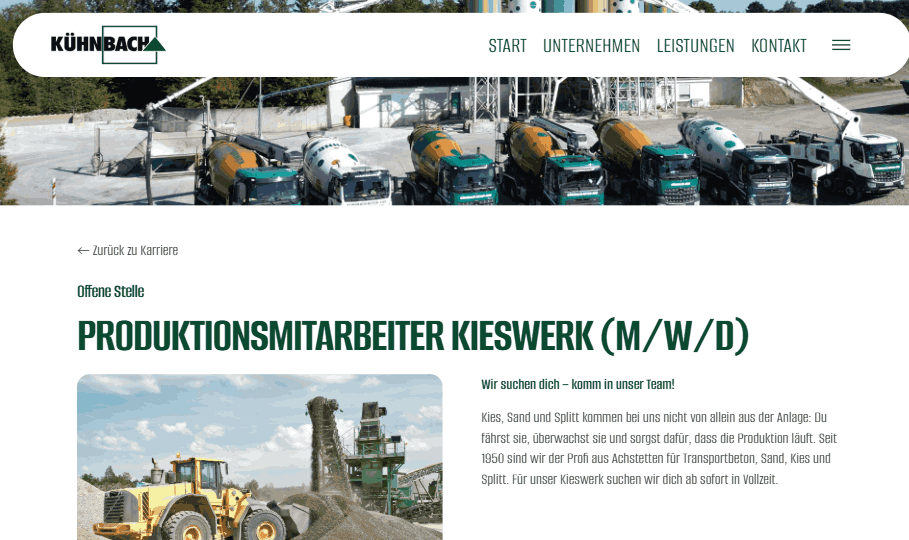 Vorschau der Stellenanzeige Kieswerk